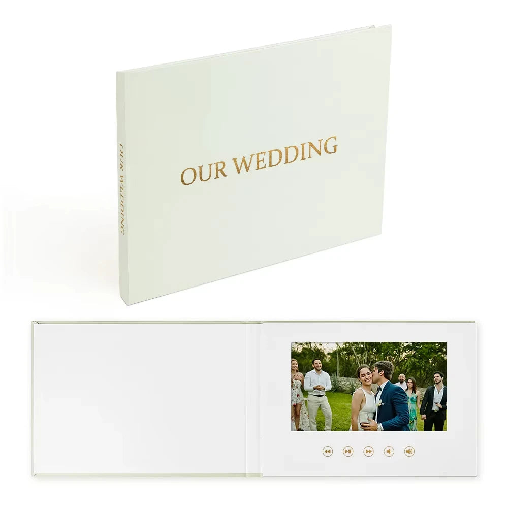 Luxury Linen Electronic Video Book Wedding Video Album Up to 3 hours of video 7″ IPS Display, 4GB of memory Rechargeable Battery