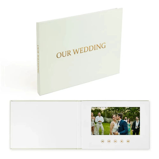 Luxury Linen Electronic Video Book Wedding Video Album Up to 3 hours of video 7″ IPS Display, 4GB of memory Rechargeable Battery